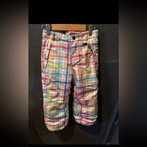 Girls Snow Dragons Colorful Plaid Cargo Snow Pants Size 6